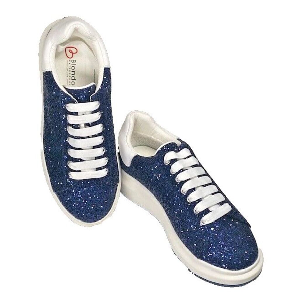 Blondo USA Diva Women's Blue Sequin Waterproof Platform Sneaker Size 8 NEW